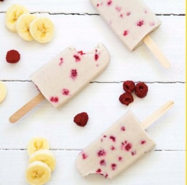 Banana & Raspberry Popsicles