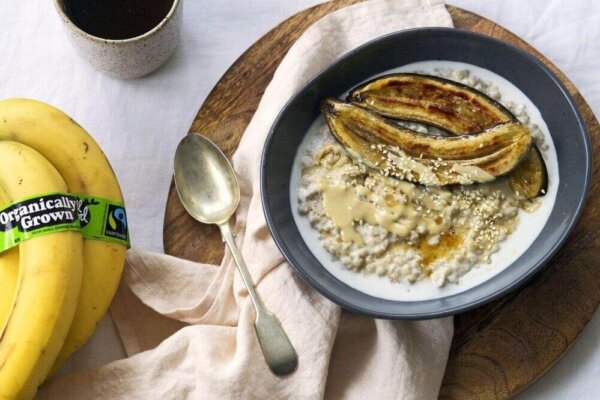 Buckwheat & Tahini Porridge w/ Toasted Maple & Sea Salt Bananas